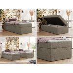 Łóżko kontynentalne ZERO 90x200 - H4 - szary, struktura - topper T25