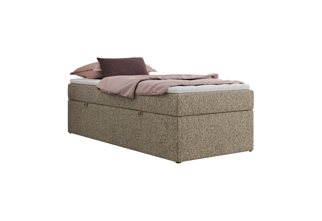 Łóżko kontynentalne ZERO 90x200 - H4 - ciemnobeżowy, struktura - topper T25