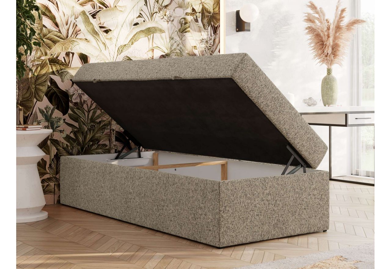 Łóżko kontynentalne ZERO 90x200 - H4 - ciemnobeżowy, struktura - topper T25