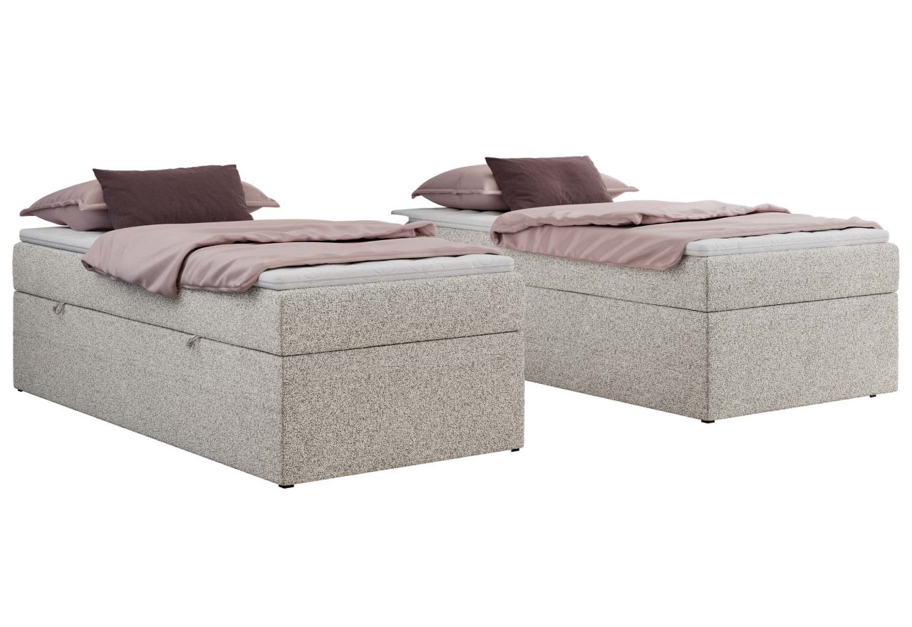 Łóżko kontynentalne ZERO 90x200 - H4 - jasnoszary, struktura - topper T25