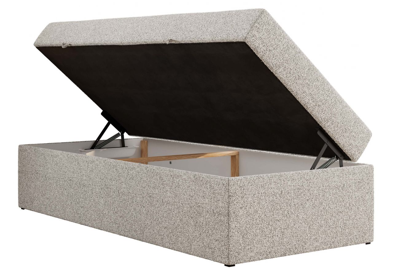 Łóżko kontynentalne ZERO 90x200 - H4 - jasnoszary, struktura - topper T25