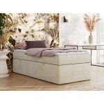 Łóżko kontynentalne ZERO 90x200 - H3 - beżowy, welwet - topper Visco