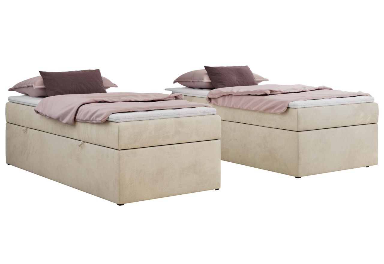 Łóżko kontynentalne ZERO 90x200 - H3 - beżowy, welwet - topper Visco