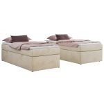 Łóżko kontynentalne ZERO 90x200 - H3 - beżowy, welwet - topper Visco