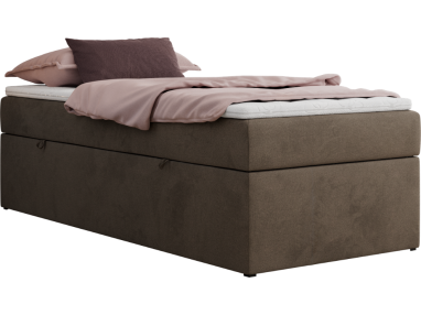 Łóżko kontynentalne ZERO 90x200 - H3 - brązowy, welwet - topper Visco