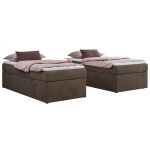 Łóżko kontynentalne ZERO 90x200 - H3 - brązowy, welwet - topper Visco