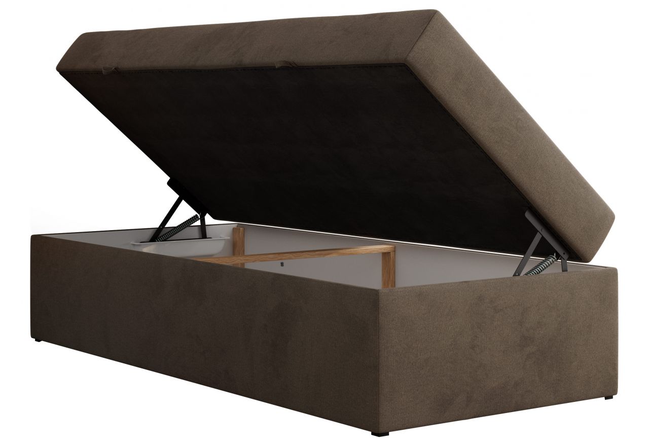 Łóżko kontynentalne ZERO 90x200 - H3 - brązowy, welwet - topper Visco