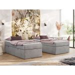 Łóżko kontynentalne ZERO 90x200 - H3 - jasnoszary, welwet - topper Visco