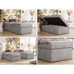 Łóżko kontynentalne ZERO 90x200 - H3 - jasnoszary, welwet - topper Visco