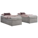 Łóżko kontynentalne ZERO 90x200 - H3 - jasnoszary, welwet - topper Visco