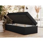 Łóżko kontynentalne ZERO 90x200 - H3 - czarny, ekoskóra - topper Visco