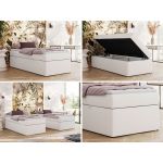 Łóżko kontynentalne ZERO 90x200 - H3 - biały, ekoskóra - topper Visco