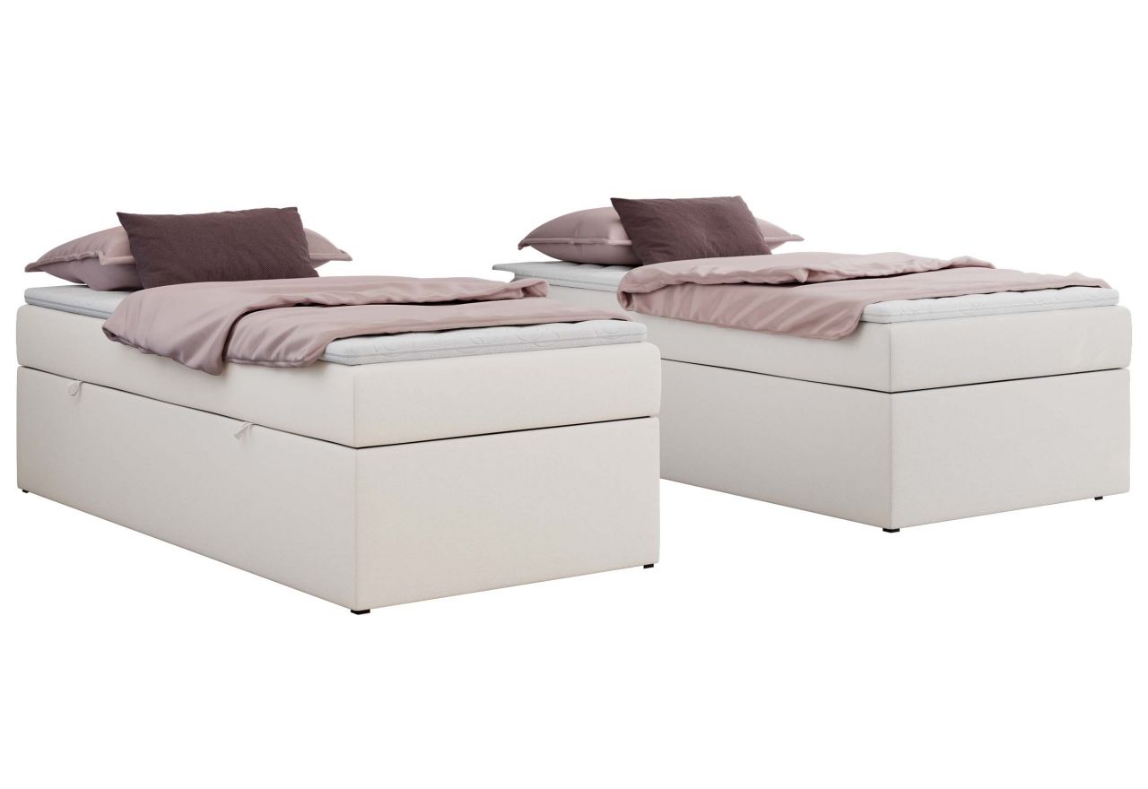 Łóżko kontynentalne ZERO 90x200 - H3 - biały, ekoskóra - topper Visco