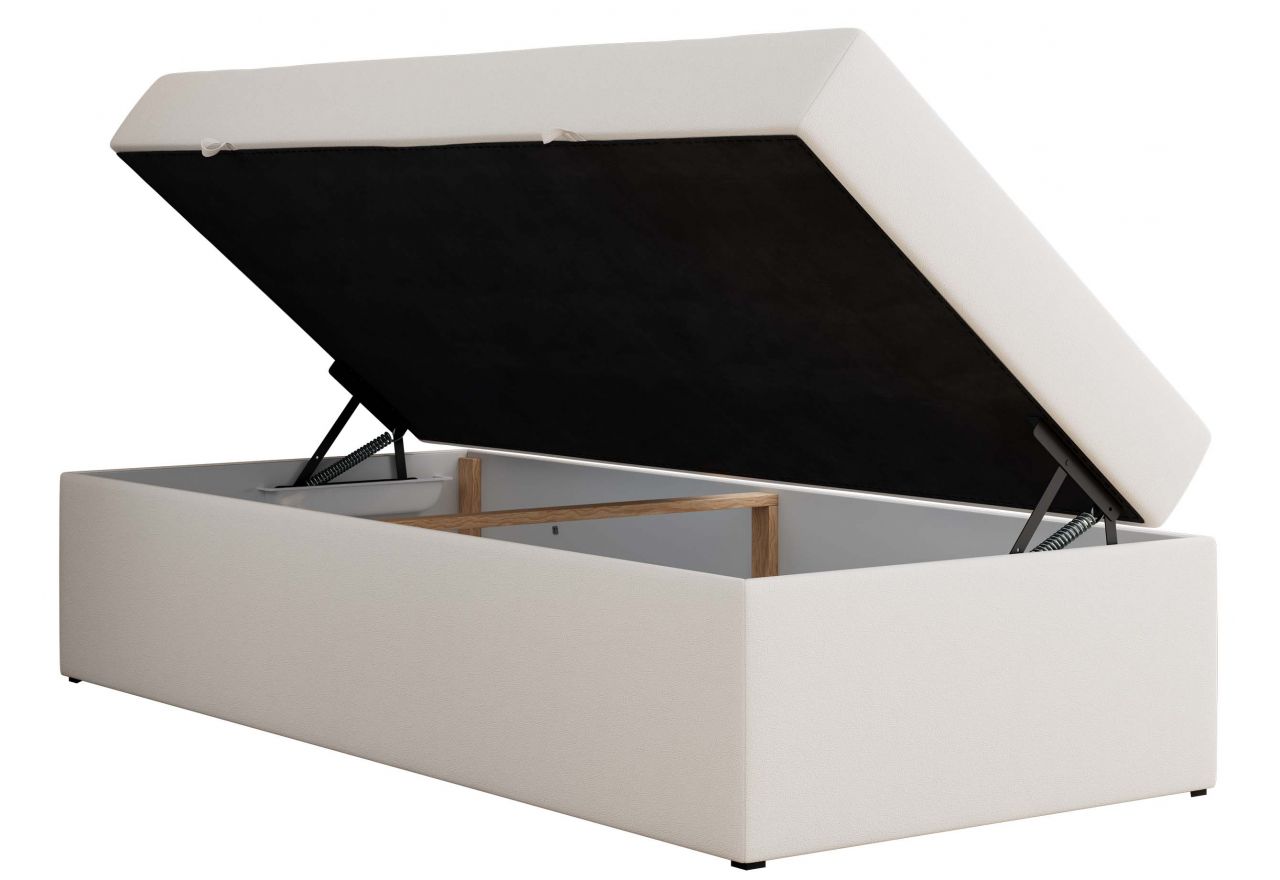 Łóżko kontynentalne ZERO 90x200 - H3 - biały, ekoskóra - topper Visco