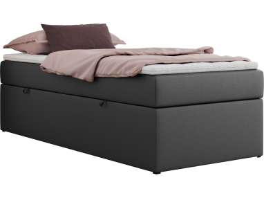 Łóżko kontynentalne ZERO 90x200 - H3 - szary, ekoskóra - topper Visco