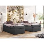 Łóżko kontynentalne ZERO 90x200 - H3 - szary, ekoskóra - topper Visco