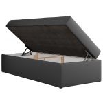 Łóżko kontynentalne ZERO 90x200 - H3 - szary, ekoskóra - topper Visco