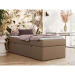 Łóżko kontynentalne ZERO 90x200 - H3 - brązowy, ekoskóra - topper Visco