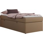 Łóżko kontynentalne ZERO 90x200 - H3 - brązowy, ekoskóra - topper Visco