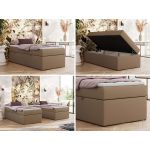 Łóżko kontynentalne ZERO 90x200 - H3 - brązowy, ekoskóra - topper Visco