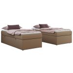 Łóżko kontynentalne ZERO 90x200 - H3 - brązowy, ekoskóra - topper Visco