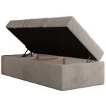 Łóżko kontynentalne ZERO 90x200 - H3 - jasnoszary, plusz - topper Visco