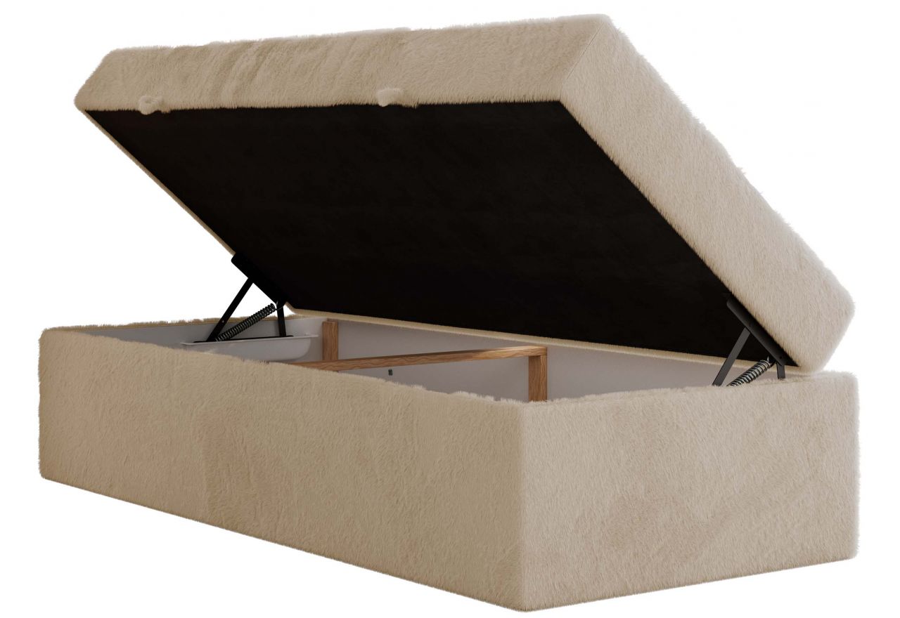 Łóżko kontynentalne ZERO 90x200 - H3 - kremowy, plusz - topper Visco