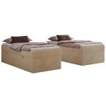 Łóżko kontynentalne ZERO 90x200 - H3 - beżowy, plusz - topper Visco