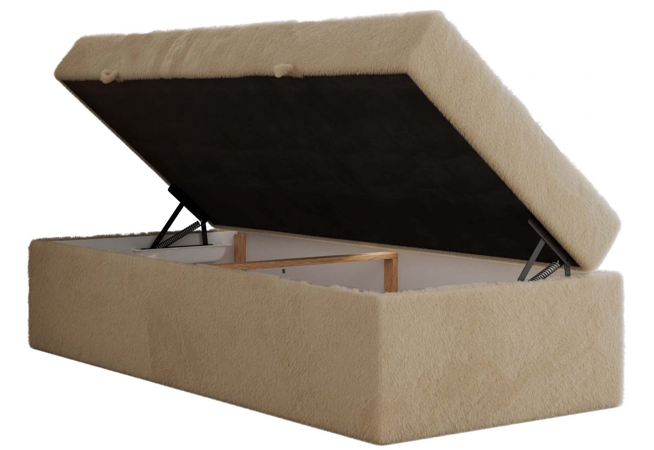 Łóżko kontynentalne ZERO 90x200 - H3 - beżowy, plusz - topper Visco