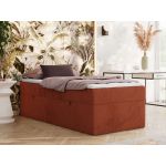 Łóżko kontynentalne ZERO 90x200 - H3 - pomarańczowy, plusz - topper Visco