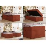 Łóżko kontynentalne ZERO 90x200 - H3 - pomarańczowy, plusz - topper Visco