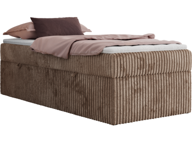 Łóżko kontynentalne ZERO 90x200 - H3 - brązowy, sztruks - topper Visco