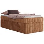 Łóżko kontynentalne ZERO 90x200 - H3 - pomarańczowy, sztruks - topper Visco