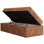 Łóżko kontynentalne ZERO 90x200 - H3 - pomarańczowy, sztruks - topper Visco