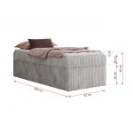 Łóżko kontynentalne ZERO 90x200 - H3 - jasnoszary, sztruks - topper Visco