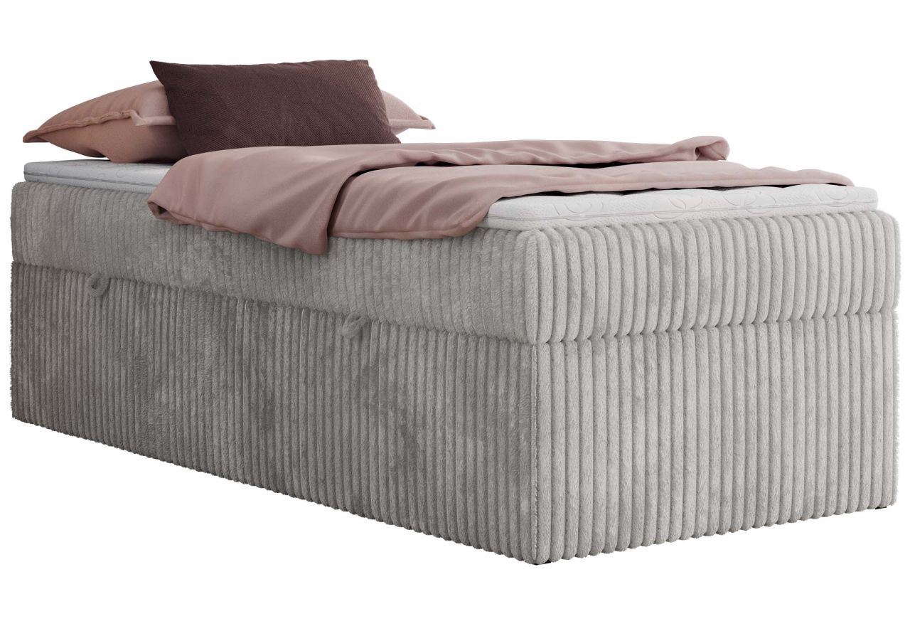 Łóżko kontynentalne ZERO 90x200 - H3 - jasnoszary, sztruks - topper Visco