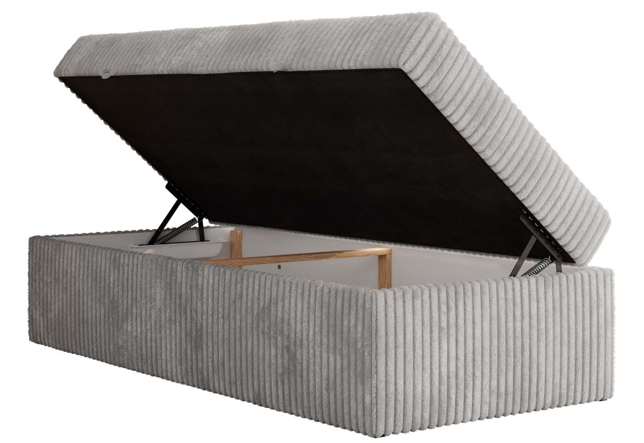 Łóżko kontynentalne ZERO 90x200 - H3 - jasnoszary, sztruks - topper Visco