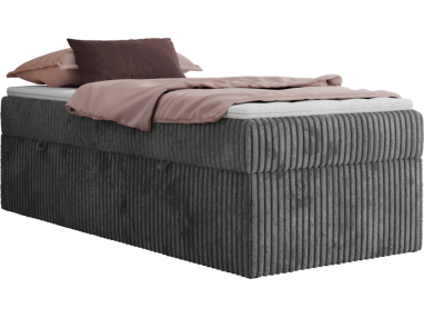 Łóżko kontynentalne ZERO 90x200 - H3 - szary, sztruks - topper Visco