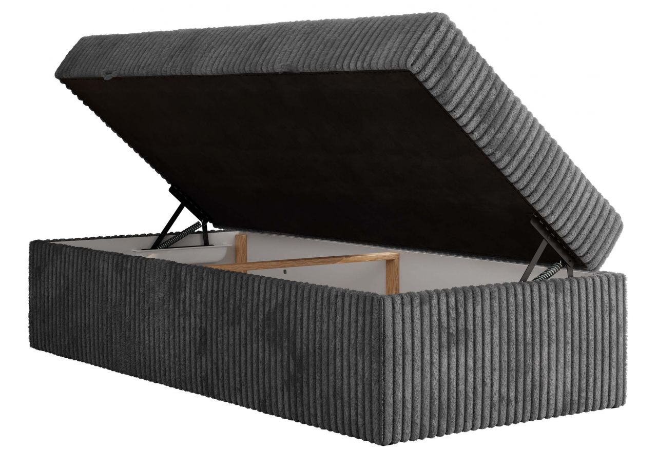 Łóżko kontynentalne ZERO 90x200 - H3 - szary, sztruks - topper Visco