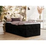 Łóżko kontynentalne ZERO 90x200 - H3 - czarny, sztruks - topper Visco