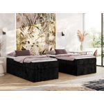 Łóżko kontynentalne ZERO 90x200 - H3 - czarny, sztruks - topper Visco