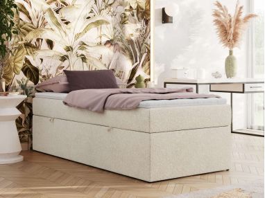 Łóżko kontynentalne ZERO 90x200 - H3 - kremowy, struktura - topper Visco