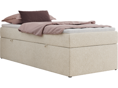 Łóżko kontynentalne ZERO 90x200 - H3 - kremowy, struktura - topper Visco