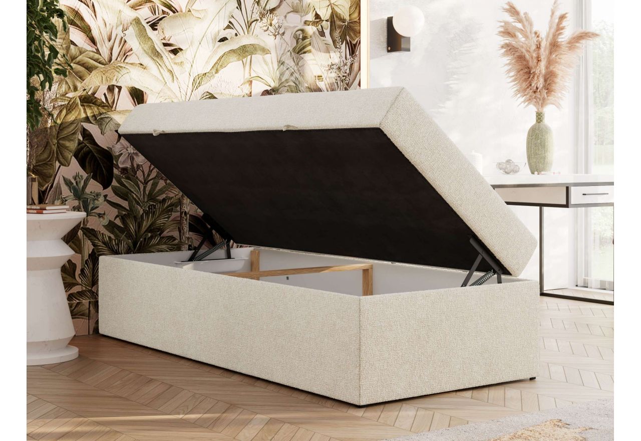 Łóżko kontynentalne ZERO 90x200 - H3 - kremowy, struktura - topper Visco