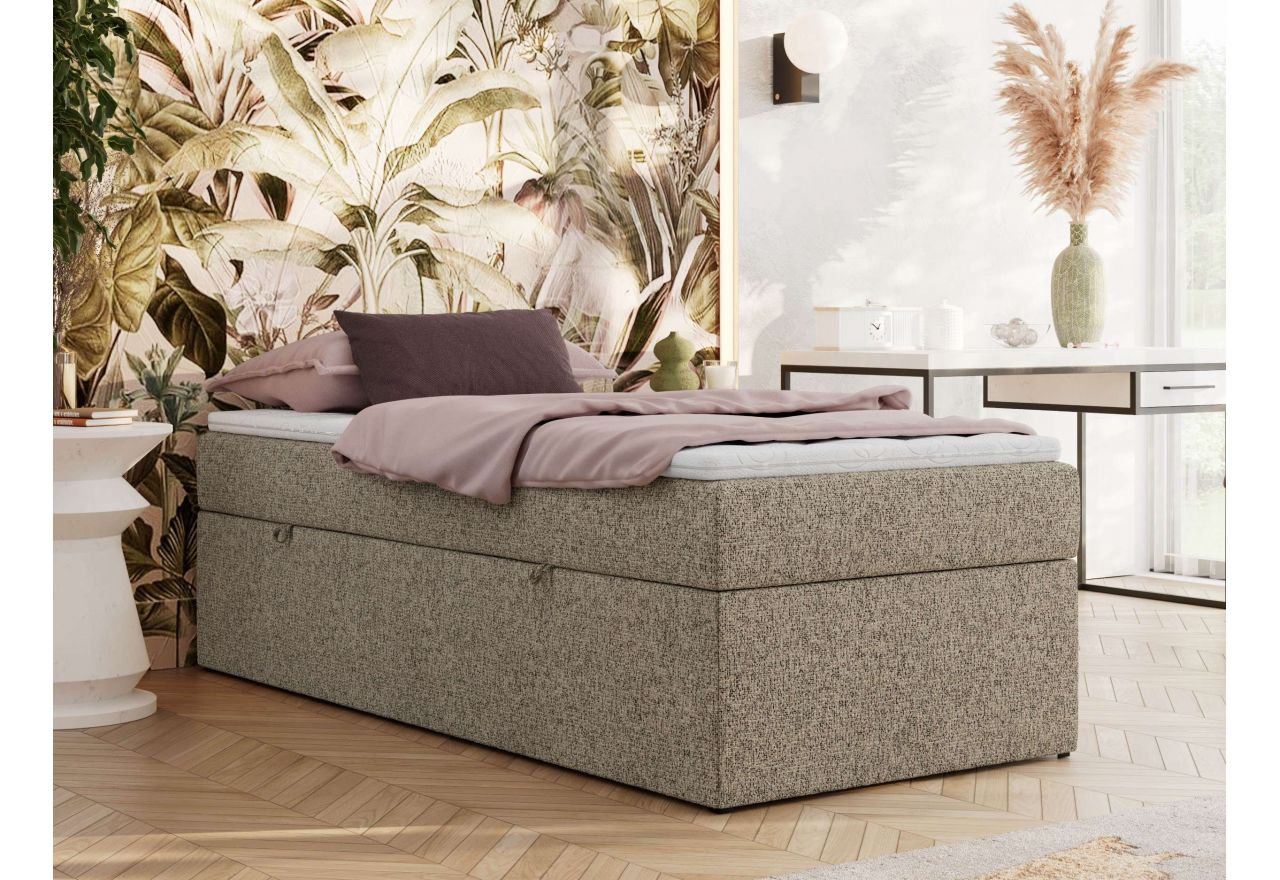 Łóżko kontynentalne ZERO 90x200 - H3 - ciemnobeżowy, struktura - topper Visco