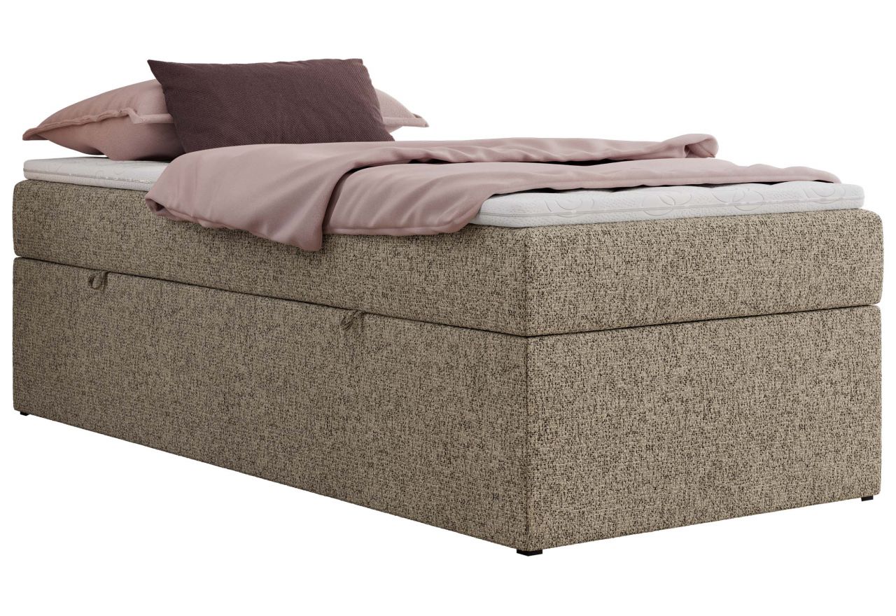 Łóżko kontynentalne ZERO 90x200 - H3 - ciemnobeżowy, struktura - topper Visco