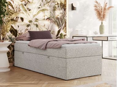 Łóżko kontynentalne ZERO 90x200 - H3 - jasnoszary, struktura - topper Visco