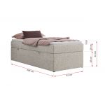 Łóżko kontynentalne ZERO 90x200 - H3 - jasnoszary, struktura - topper Visco