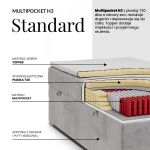 Łóżko kontynentalne ZERO 90x200 - H3 - jasnoszary, struktura - topper Visco
