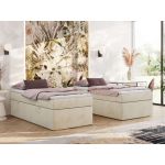 Łóżko kontynentalne ZERO 90x200 - H4 - beżowy, welwet - topper Visco